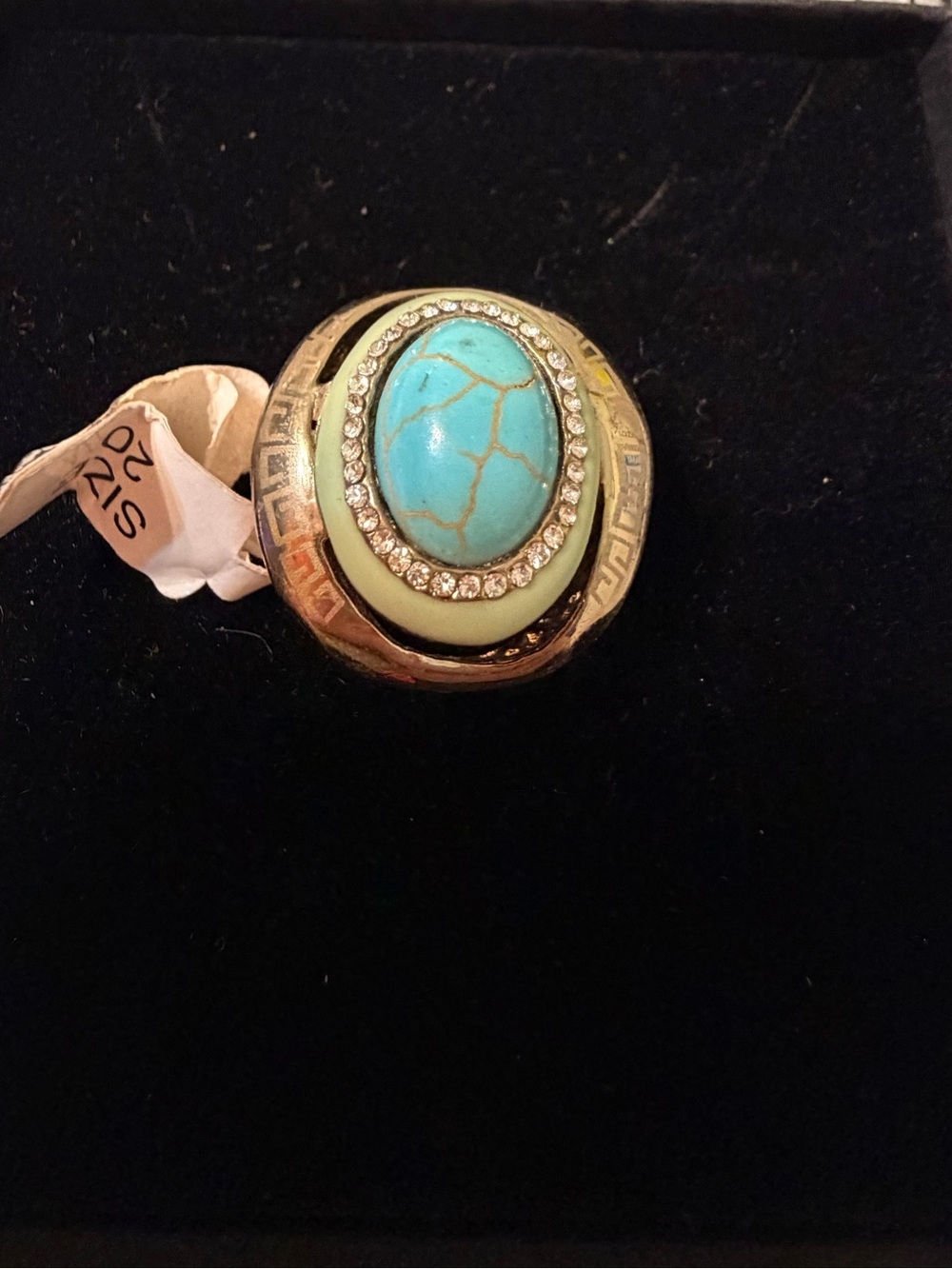 Men’s Stainless Steal Silver Tone Turquoise Cabochon Ring